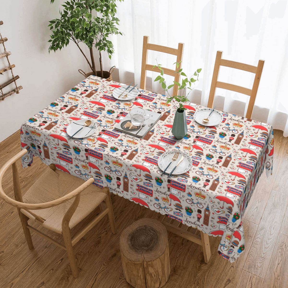 Home Textiles Uk - Londra desen dikdörtgen masa örtüsü su