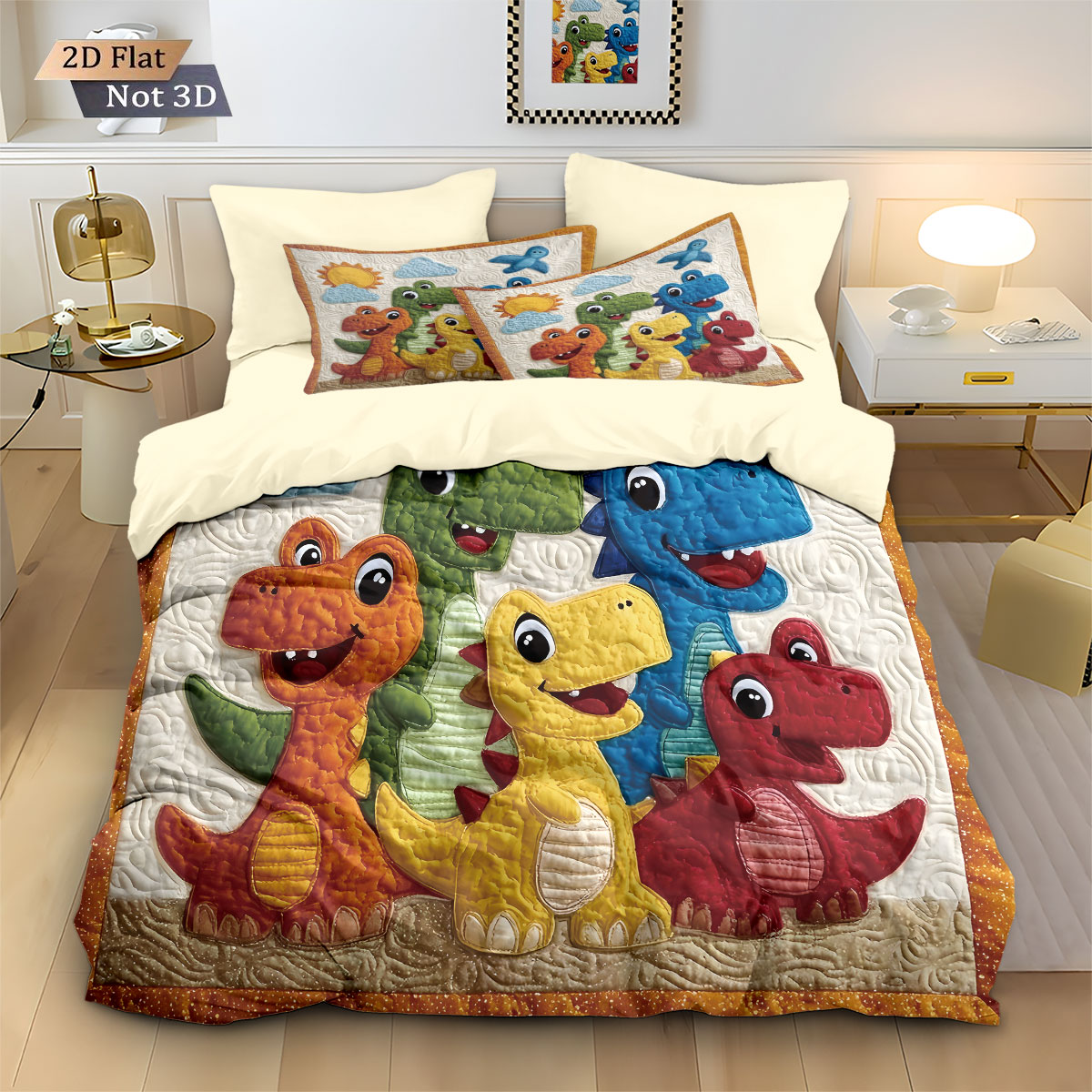 Home Textiles Bedding - 3 adet karikatür dinozor hayvan baskı