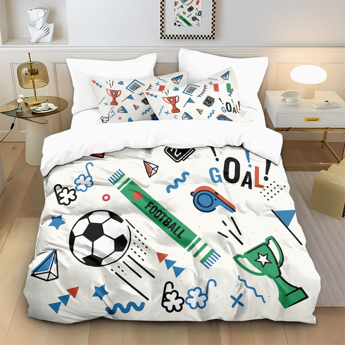 3 adet Futbol Graffiti Baskılı - Home Textiles Bedding incelemesi ve fiyatı